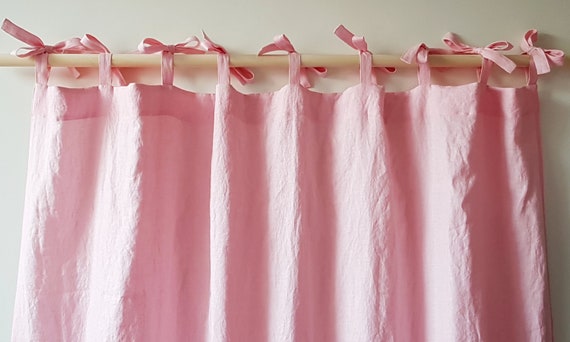 Linen Tie Top Curtains Kitchen Curtains Shabby Chic Curtains Bedroom Curtains Bathroom Curtains Custom Curtains