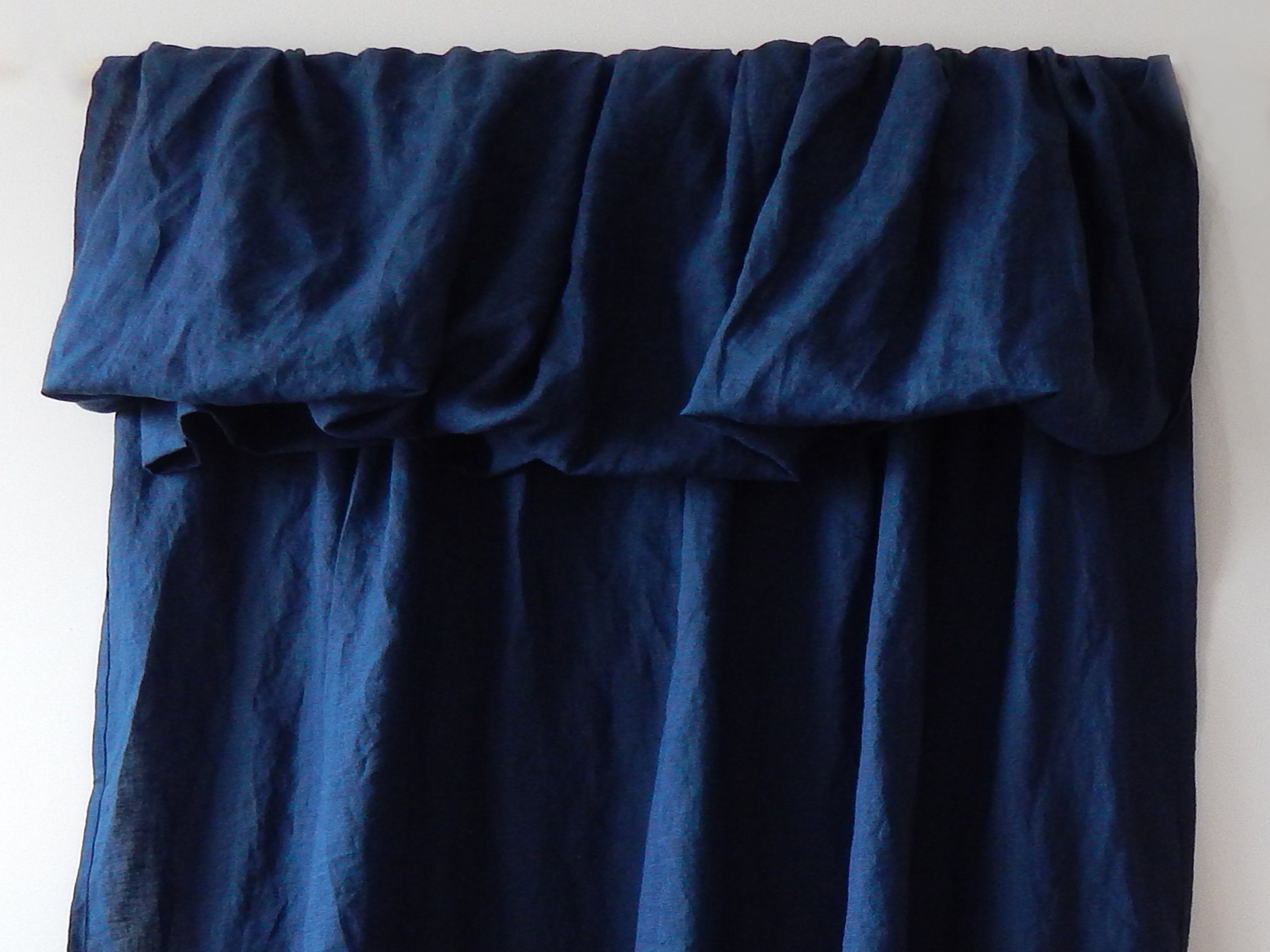 Linen Curtains Dark Blue Curtains Shabby Chic Curtains Etsy