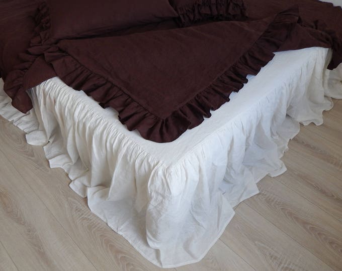Linen bedskirt dust ruffle. Stone washed linen