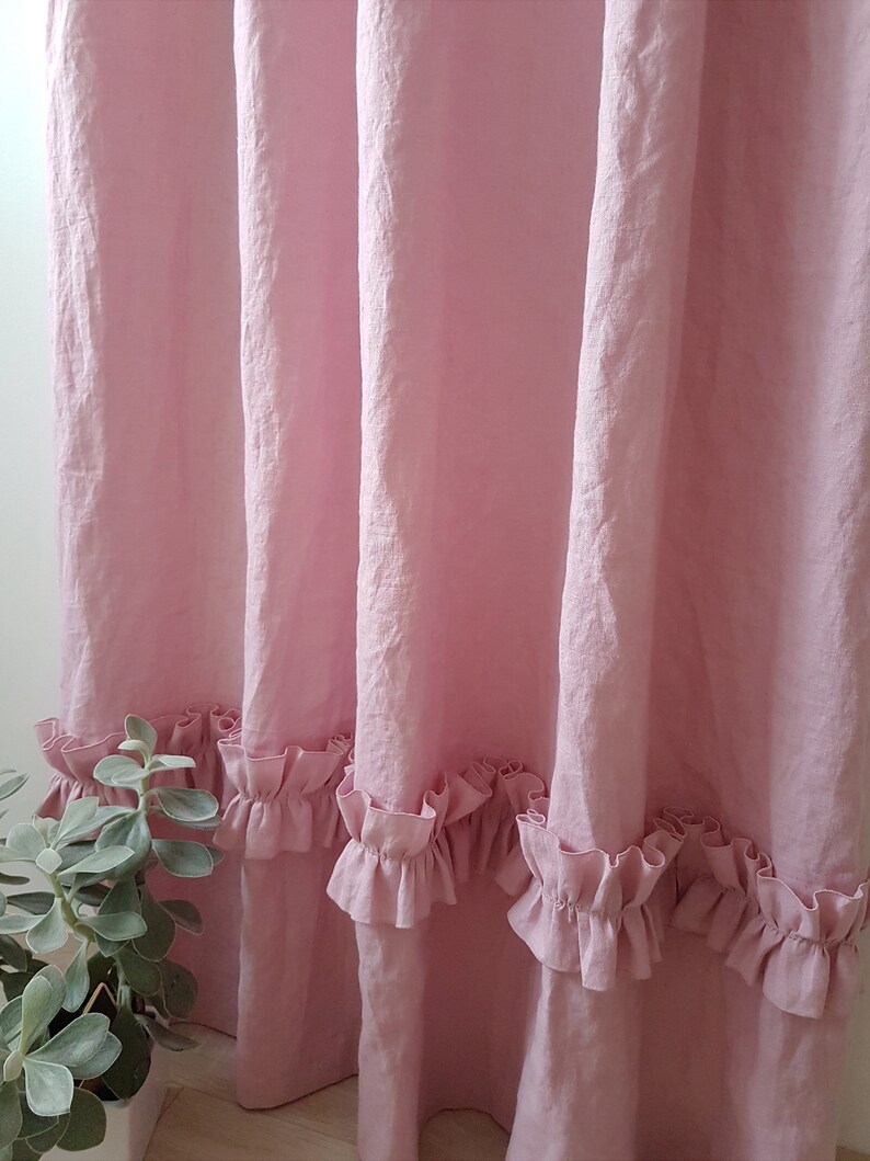 Linen ruffle curtains Shabby chic curtains Custom curtains Etsy