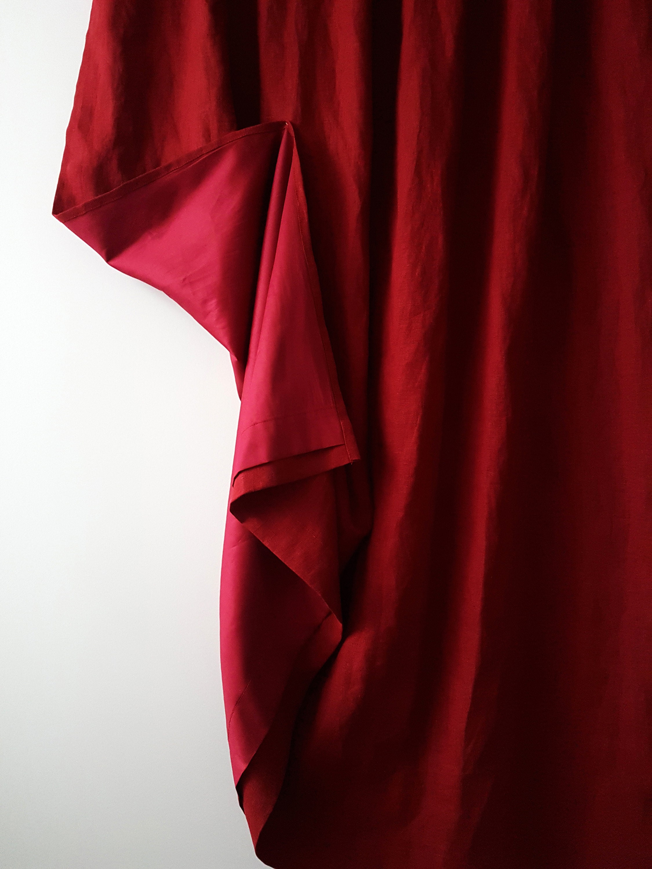 Linen Tab Top Curtains Red Lined Curtains Shabby Chic Curtains Etsy UK