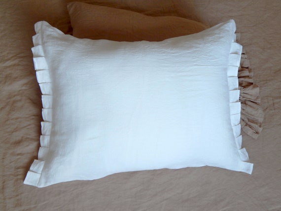 pleated flounce Romantic linen pillow Linen body pillow | Etsy