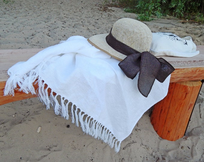 Large linen towel.  White Beach sheet.