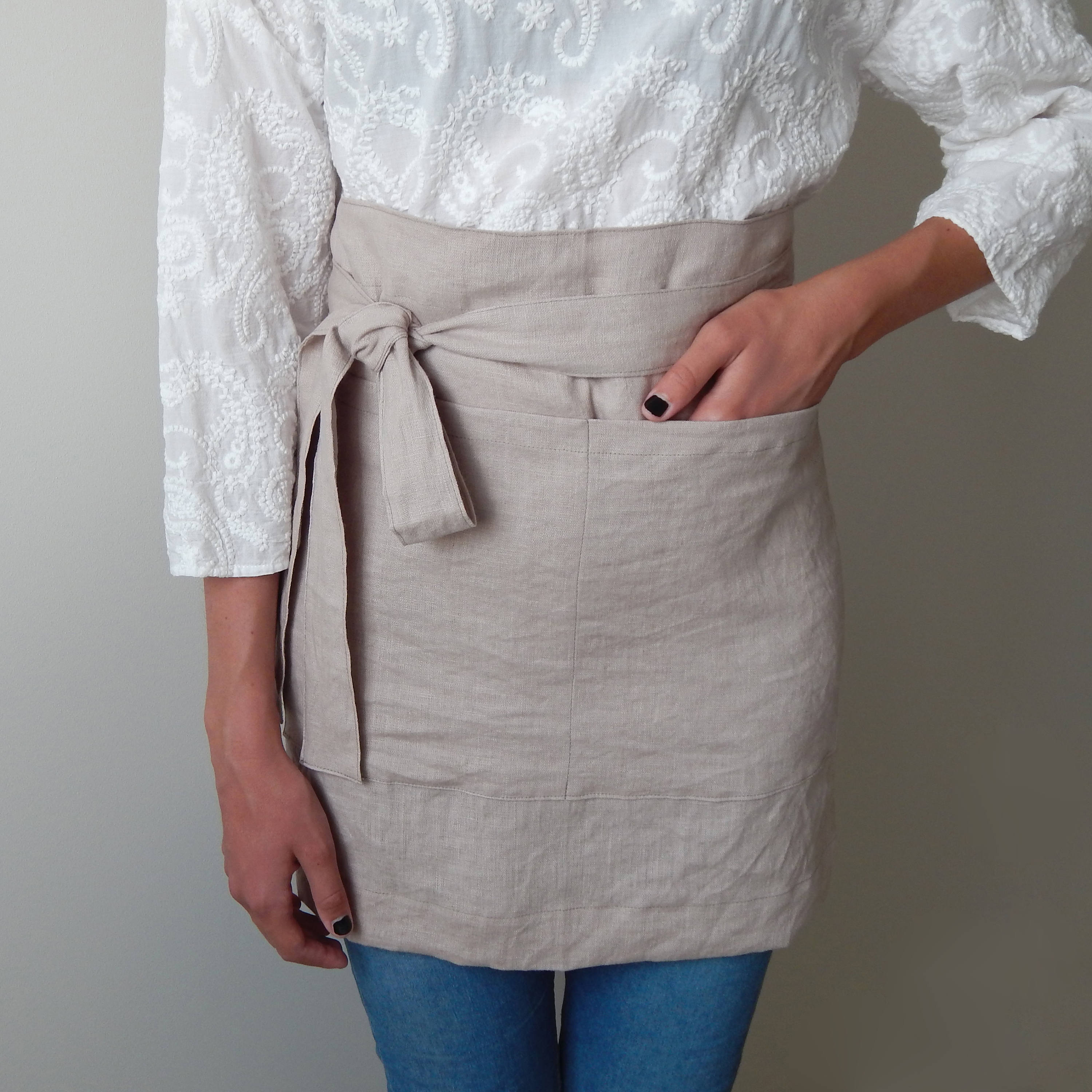 Linen apron Cafe apron Half apron Rustic apron Stonewashed Etsy