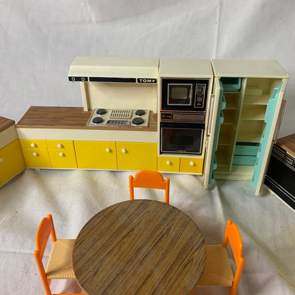 Vintage Tomy Dollhouse Kitchen Furniture Set - 1980