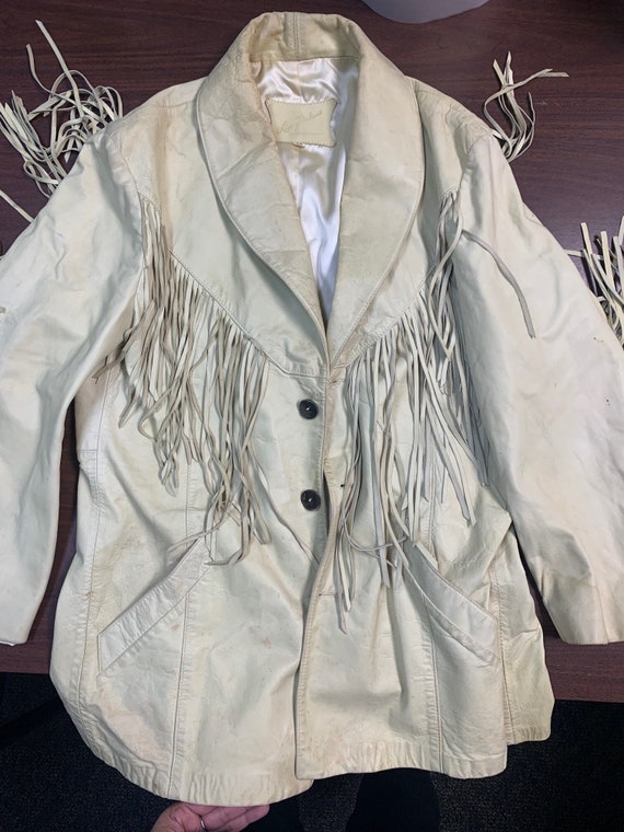 Vintage Larry Mahans Leather Fringe Jacket - size 