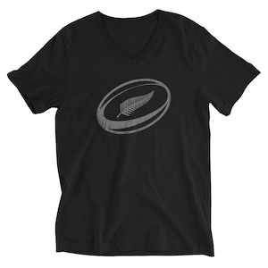New Zealand all blacks rugby fan gear black on black Unisex Short Sleeve V-Neck T-Shirt