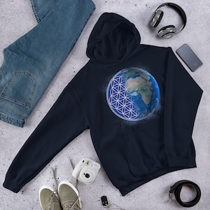 Golden Ratio Sacred Geometry, Earth in the universe, Mathematical balance, Short-Sleeve Unisex T-Shirt, Gift, Flower of life Unisex Hoodie
