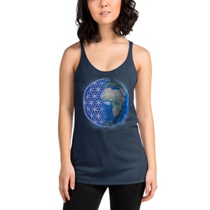Golden Ratio Sacred Geometry, Earth in the universe, Mathematical balance, Gift, Flower of life Women&#39;s Racerback Tank