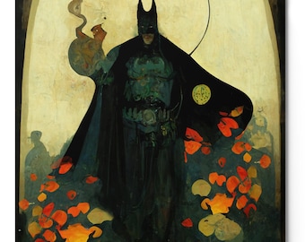 Comic Super Hero Art nouveau illustration Bat Hero Man Metal prints