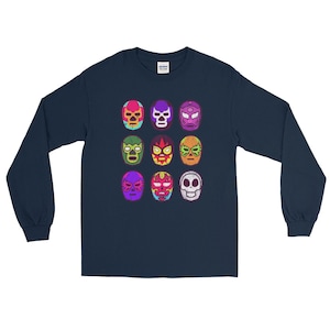 El Luchador Mask Colorful Vintage Design - Long Sleeve Shirt
