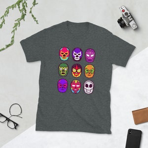 El Luchador Mask Colorful Vintage Design Short-Sleeve Unisex T-Shirt