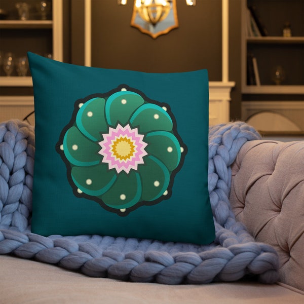 Peyote Cactus Flowering Premium Pillow