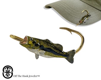 Black Bass Fish Hookit© Hat Clip Fish Hat Hook Fish Brim Hook