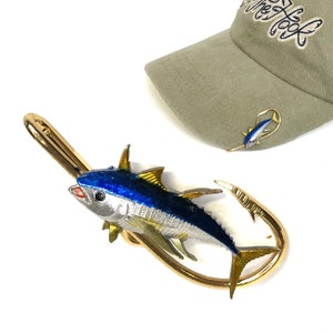 Yellowfin Tuna Hookit© -  Hat Clip - Brim Clip Free Shipping. Also commonly referred to as  Bluefin or Blackfin tuna.-Gift for Fisherman