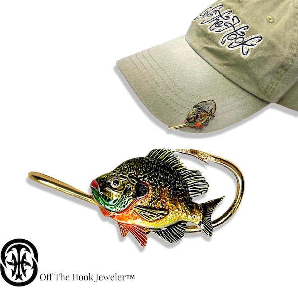 BlueGill Perch  Hookit -  Fish Hat Hook - Hat Clip- Fishing - Fish Hook Hat Pin - Brim Clip- Gift for Fisherman