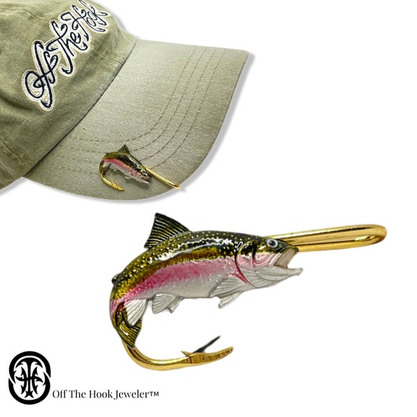 Rainbow Trout Fish HOOKIT© -  Fishing Hat Clip - Brim Clip - Fish Hook Hat Pin - Hat Clip- Fishing- Gift for Fisherman