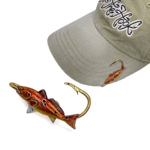 Redfish Hookit© (straight #2)  Fishing Hat Hook - Fishing Hat Clip - Brim Clip ....  - Gift for Fisherman