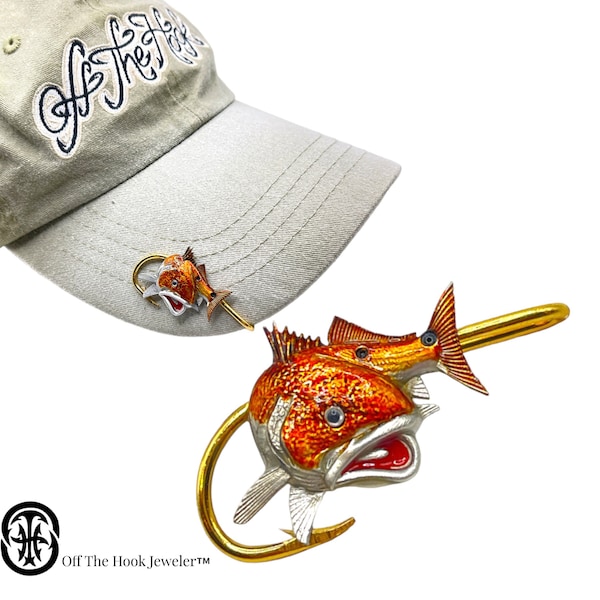 Redfish Hookit© (turning #4)  Hat Clip.. fishing hat hook - brim clip - Fishing Hat Hook - Hat Clip- Fishing - Gift for Fisherman