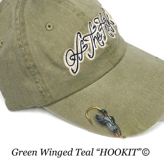 Green Winged Teal Duck Hookit Brim Clip - Hat Hook - Fish Hook - Hat Clip - Fishing Hat Hook