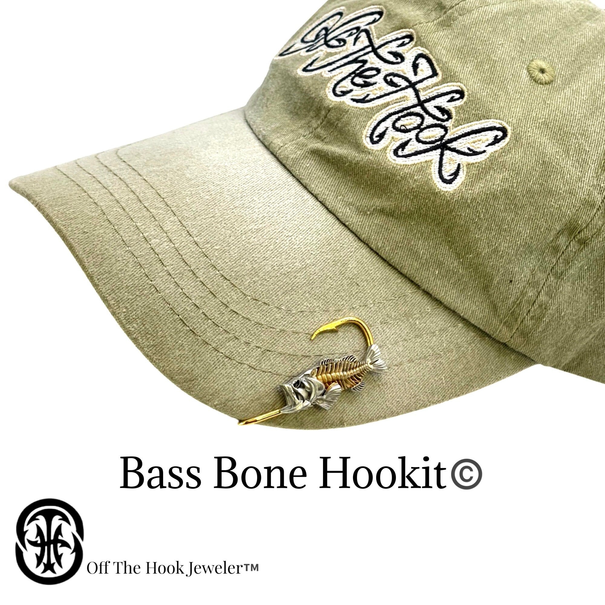 Bass Bone Fish Hookit© Fishing Hat Hook Brim Clip Hat Clip