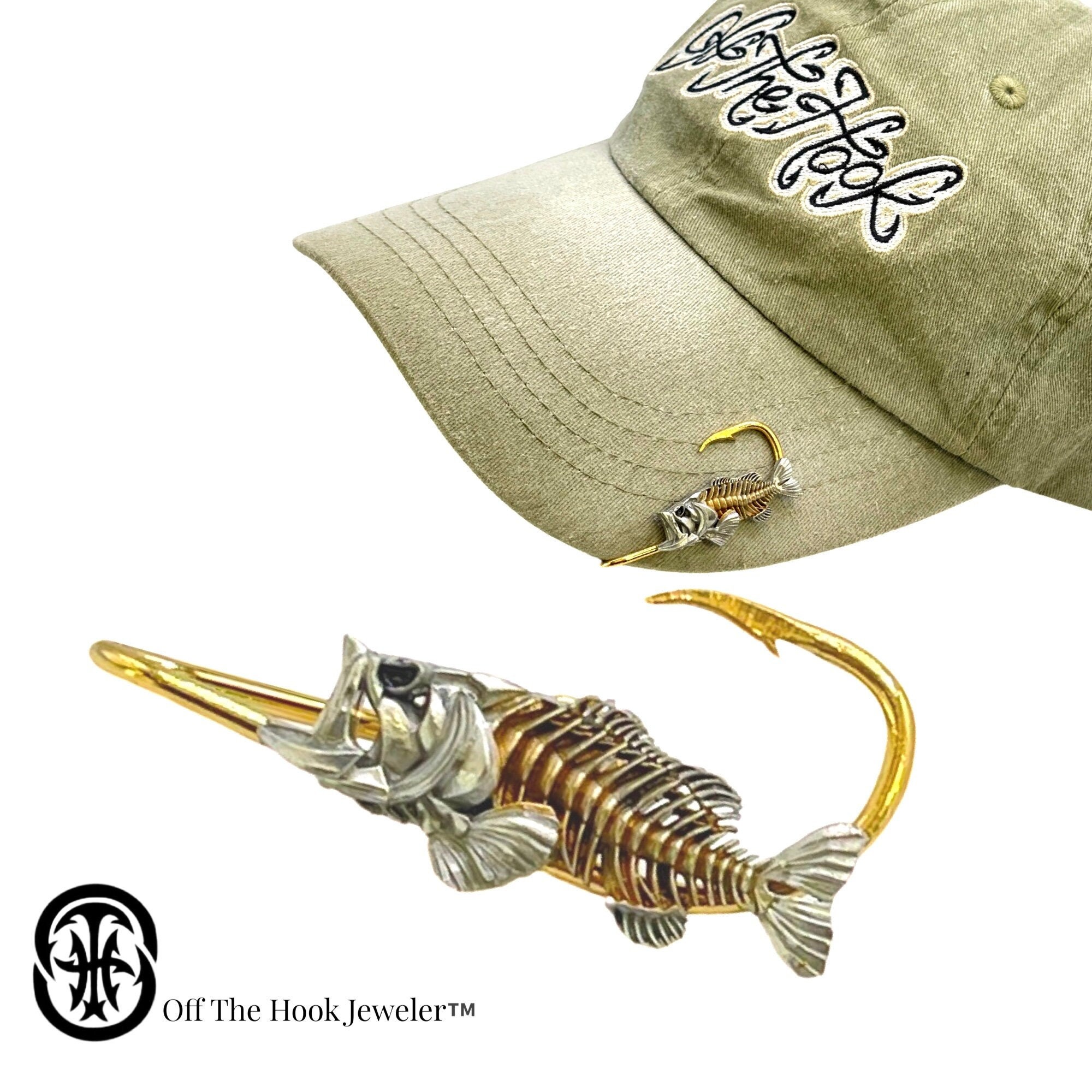 Bass Bone Fish Hookit© Fishing Hat Hook Brim Clip Hat Clip Fishing