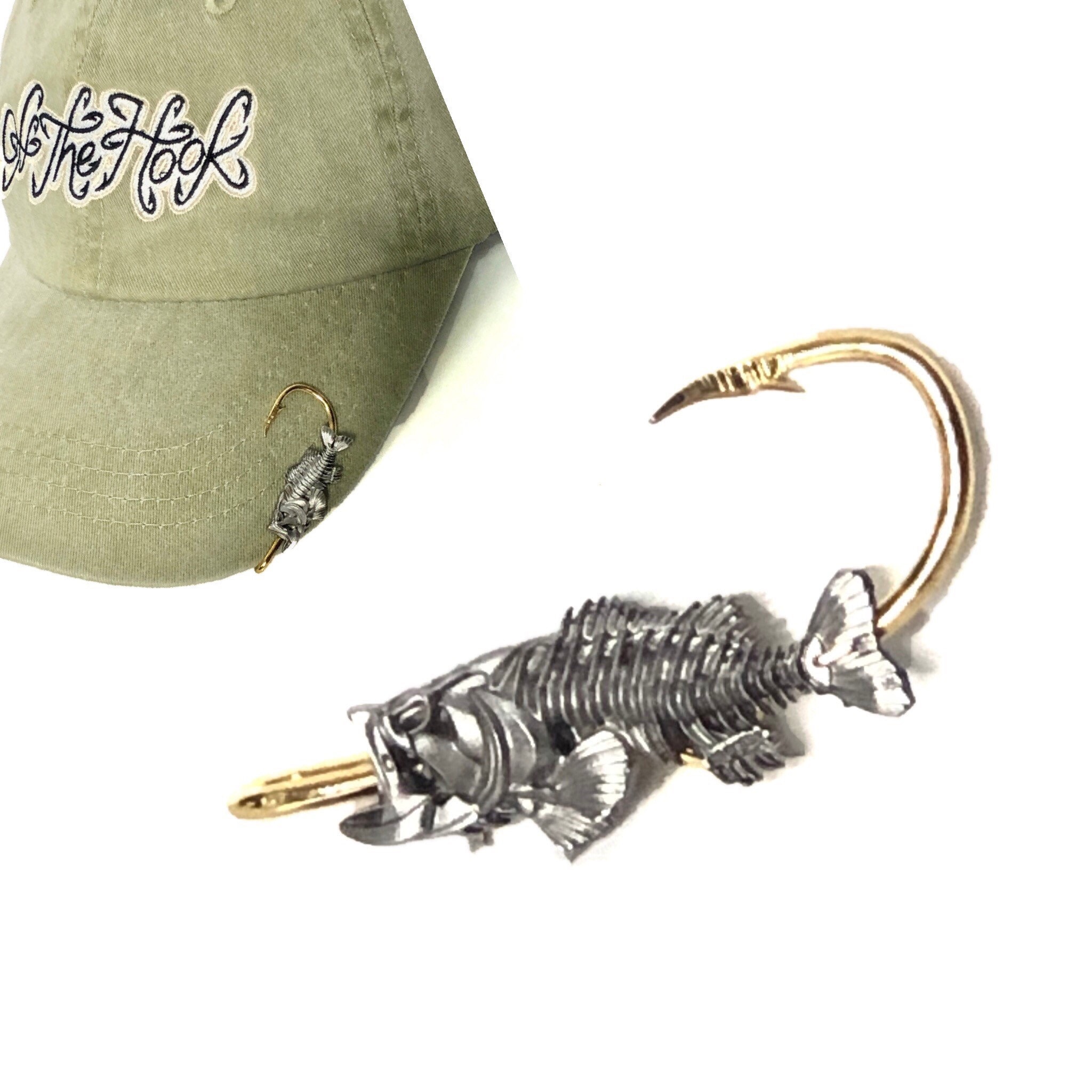 Bass Bone Fish Hookit© Fishing Hat Hook Brim Clip Clip Etsy