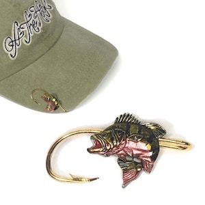 Peacock Bass Hookit© - Fishing Hat Hook -  Brim Clip -  Fishing Hat Clip -  Fishing Gift- Gift for Fisherman