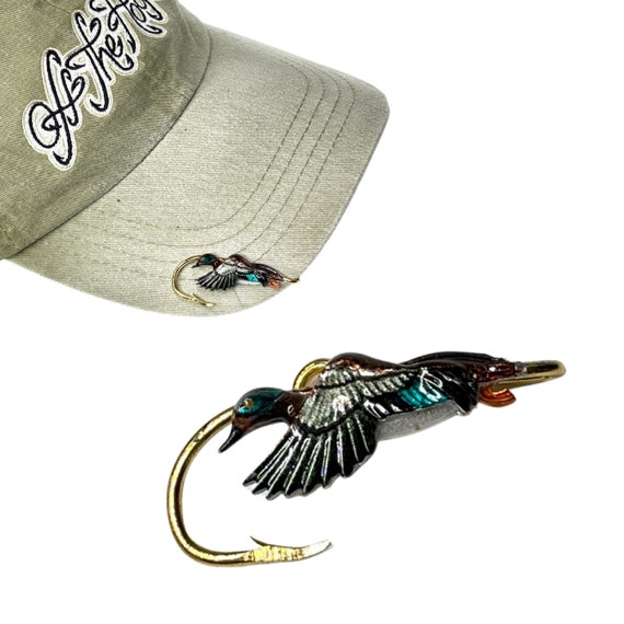 Green Winged Teal Duck Hookit® Brim Clip Hat Hook Fish Hook Hat