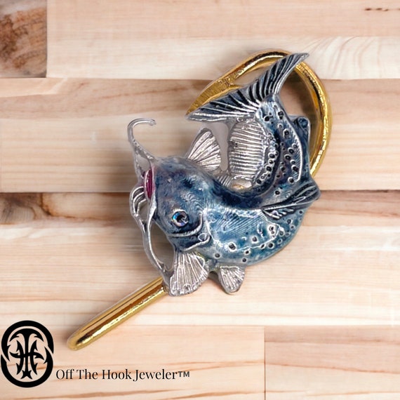 Rainbow Trout Hookit© Trout Fish Hat Pin - Brim Clip - Fishing Hat Clip