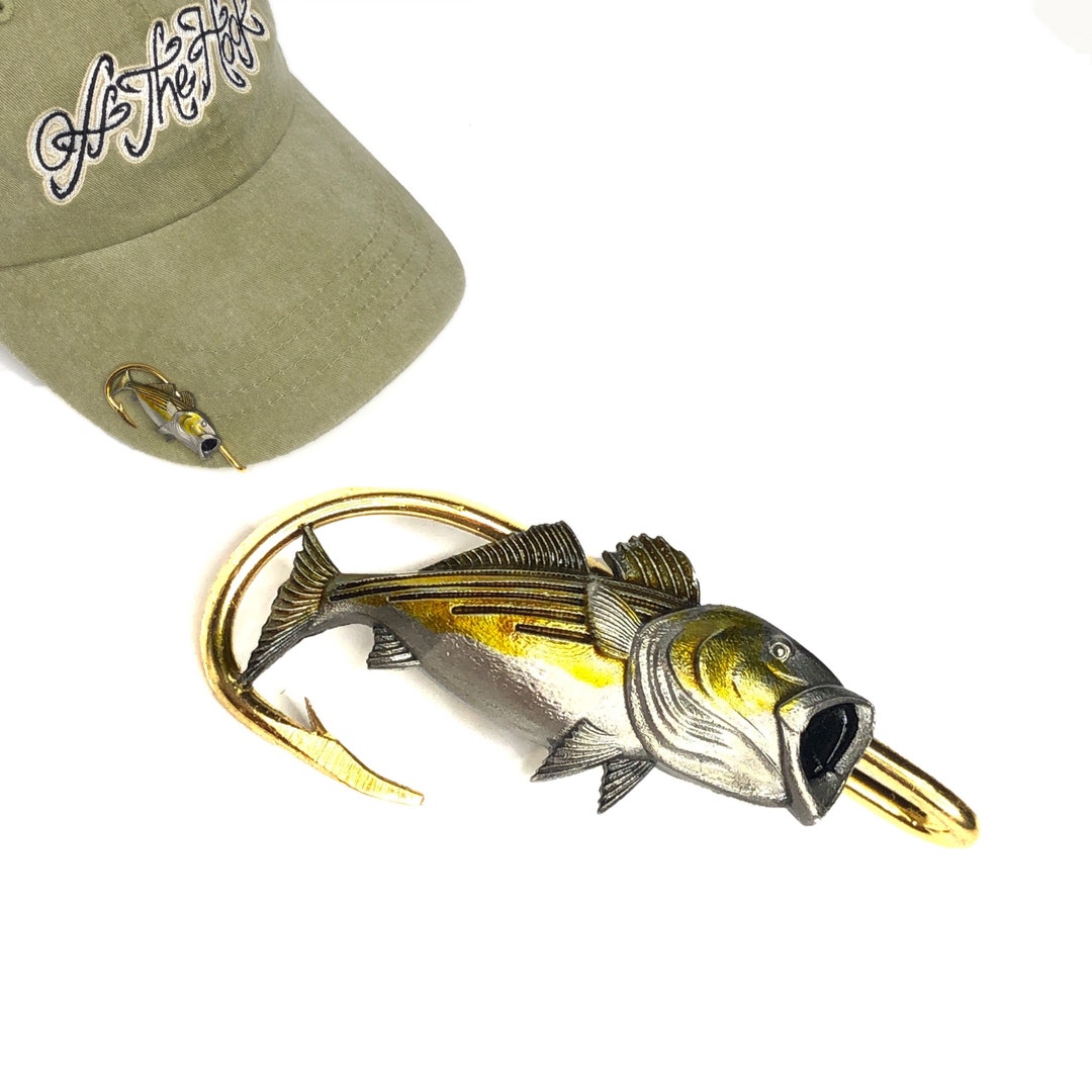 Striped Bass Hookit© Straight....rockfish, Inland Hybrid Hat Clip