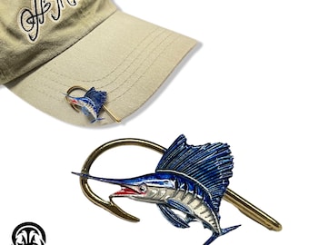 Sailfish Hookit© - Fish Hat Hook - Hat Clip - Brim Clip --Gift for Fisherman