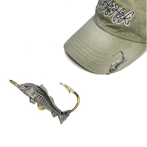 Red Bone Hookit© Fishing Hat Hook - Fishing Hat Clip - Fish Hook - Redfish Hat Pin....  - Gift for Fisherman