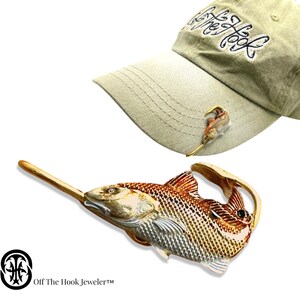 Redfish Hookit© (turning #2)  Hat Clip.. fishing hat hook - brim clip - Fishing Hat Hook - Hat Clip- Fishing - Gift for Fisherman