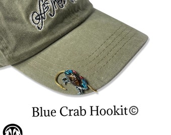 Blue Crab Hookit Hat Hook - Brim Clip - Hat Clip - Fishing Hat Clip - Gift for Fisherman