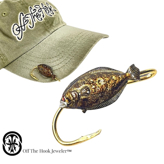 Flounder Hat Hookit © Fishing Hat Clip Hat Clip Fishing Brim Clip Fishing  Hat Pin. Gift for Fisherman 