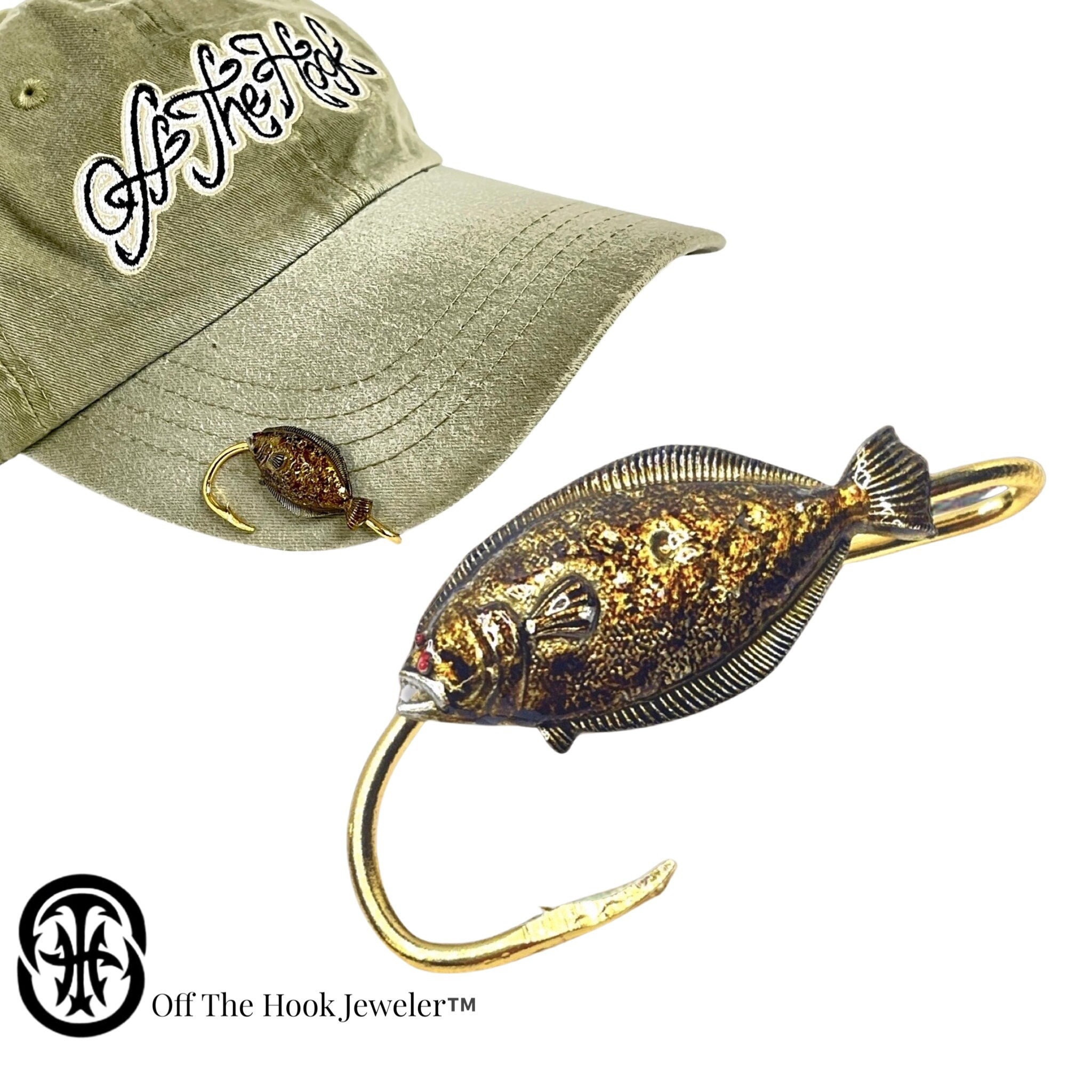Flounder Hat Hookit © Fishing Hat Clip Hat Clip Fishing Brim Clip