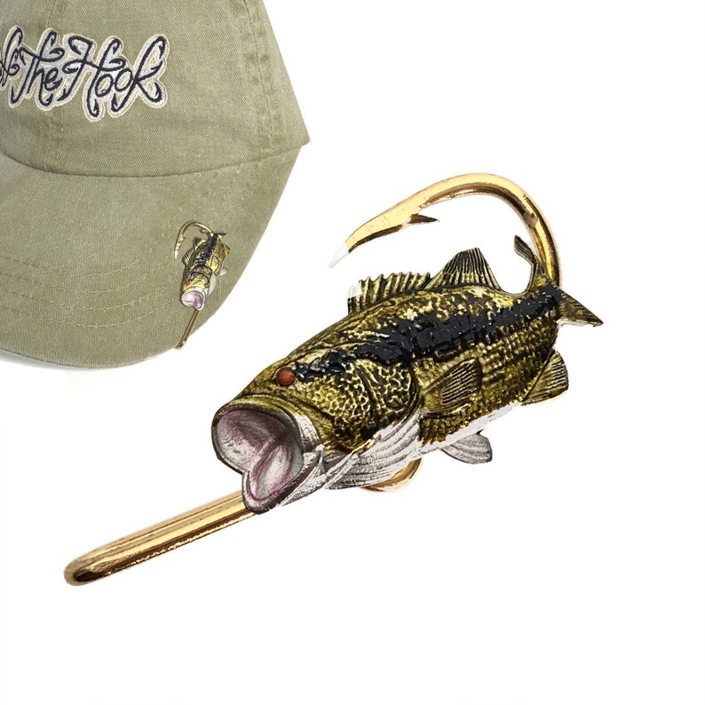 Largemouth Bass Fish Hook HOOKIT© Bass Fishing Hook... Hat Etsy