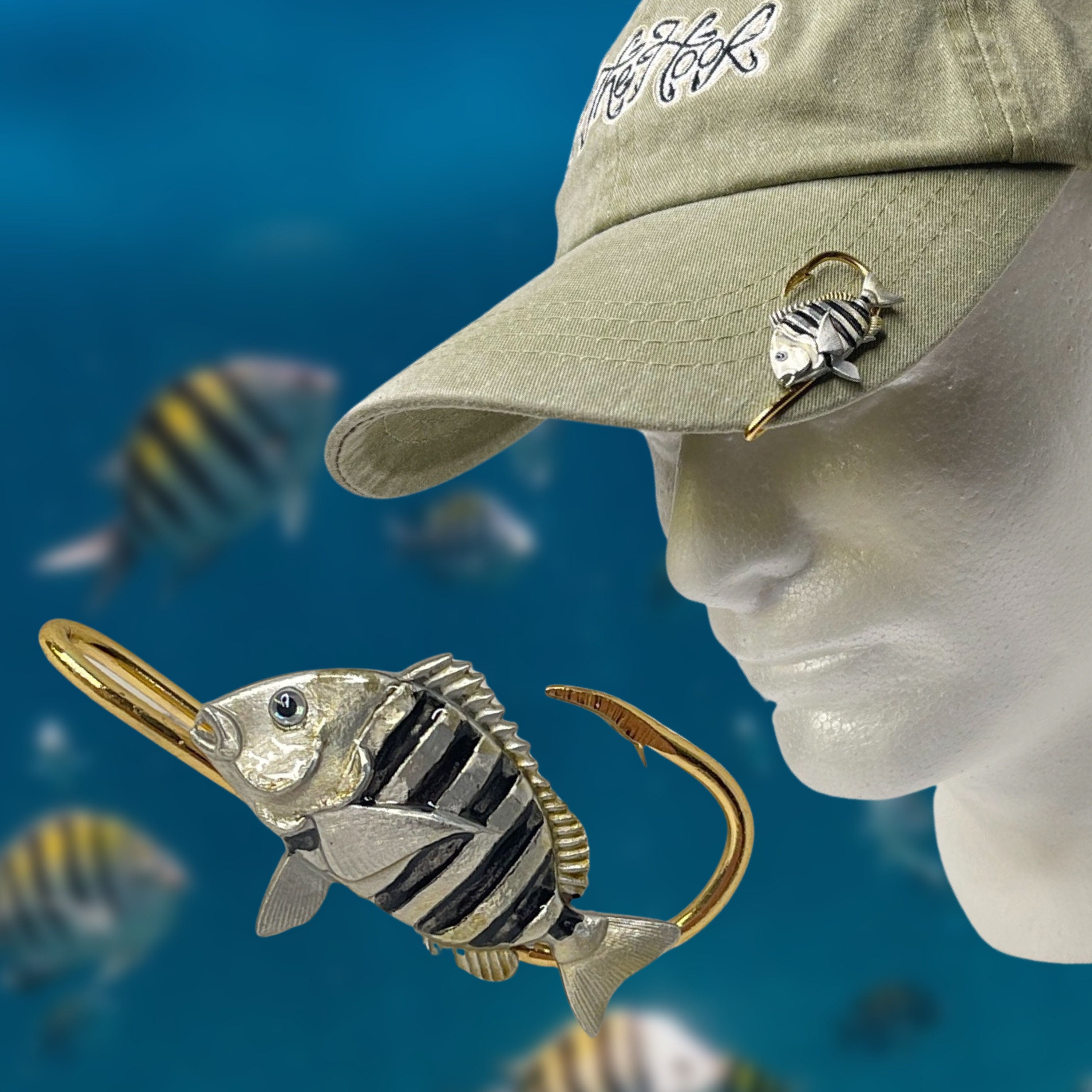 Sheepshead HOOKIT© Fishing Hook Hat Clip Fishing .. Fishing Hat Hook..  Fishing Brim Clip. Gift for Fisherman 