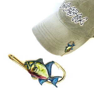 Queen Triggerfish  HOOKIT©  Fishing Hook... Hat Clip Fishing ..... Fishing Hat Hook..... Fishing Brim Clip-Gift for Fisherman