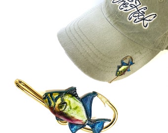 Queen Triggerfish HOOKIT© Fishing Hook Hat Clip Fishing .. Fishing  Hat Hook.. Fishing Brim Clip-gift for Fisherman -  Singapore