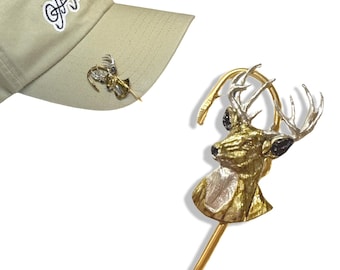 White Tail Deer Hookit Hat Pin, Hunting Enthusiast Accessory