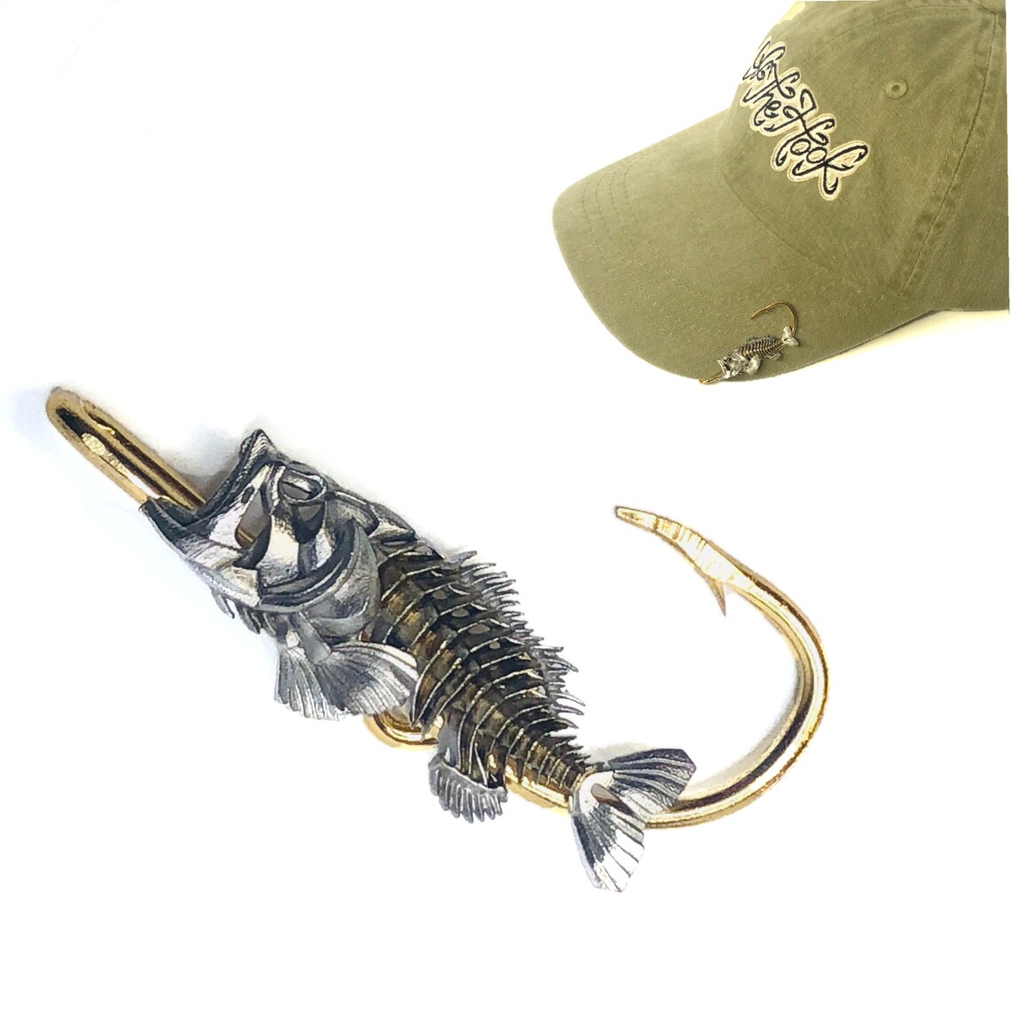Bass Bone Fish Hookit© Fishing Hat Hook Brim Clip Clip Etsy