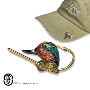 Hookits Blue-Winged Teal Fishing Hook Hat Pin Clip