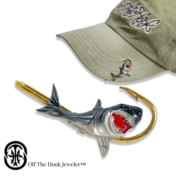 Buy Great White Shark Hookit© Fishing Hat Clip Fishing Hat Pin Brim Clip Fish  Hook Hat Pin Fish Hat Hook Online in India 