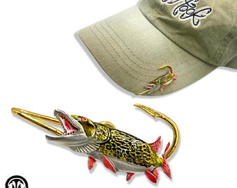 Muskie Hat Hook Pin: Hand-Painted Fishing Gift