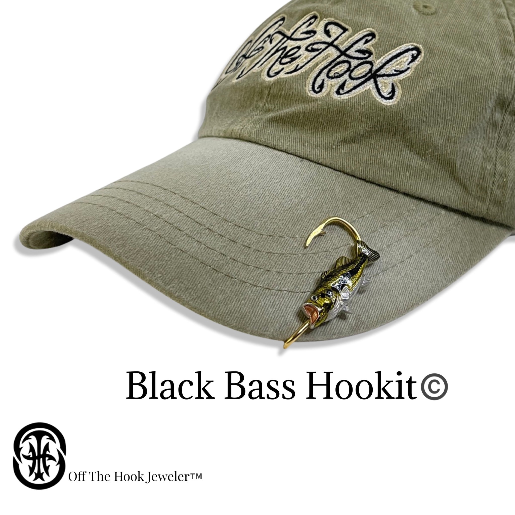 Black Bass Fish Hookit© Hat Clip Fish Hat Hook Fish Brim Hook Fish