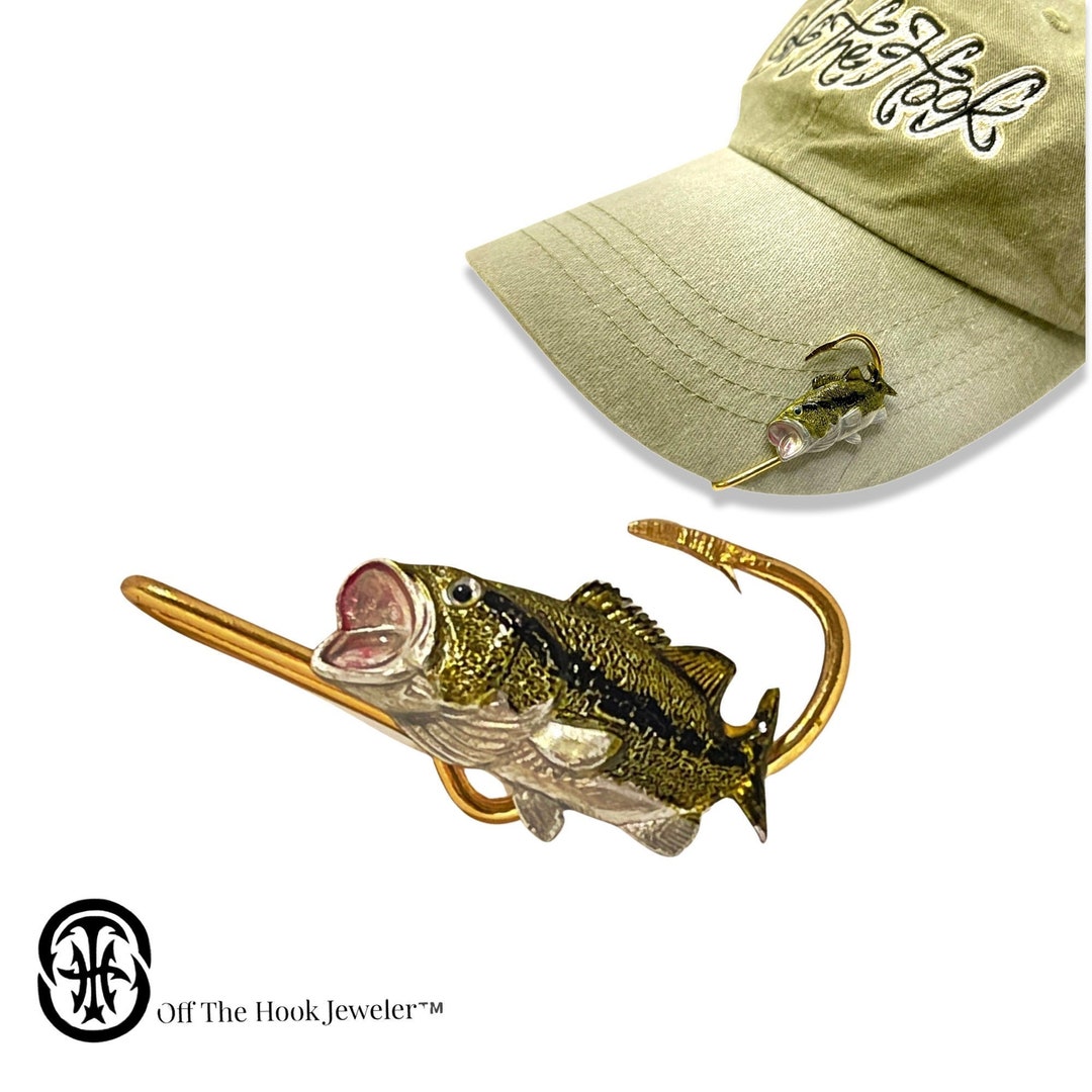 Largemouth Bass HOOKIT© Bass Fishing Hook Fishing Hat Clip Fishing Hat