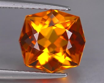 Bague de cocktail vintage citrine madère 17 Cts sur or jaune 18Kt