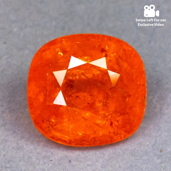 3,38 CT Percutant ! Coussin orange vif en Spessartite non chauffé de Namibie